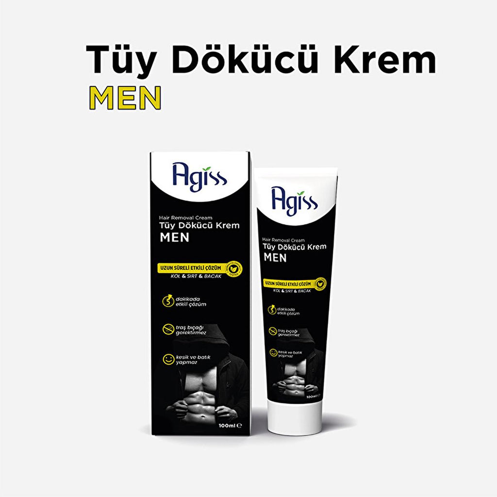 Agiss Men's Hair Removal Cream 100ml - Painless & Effective Solution for Smooth Skin
