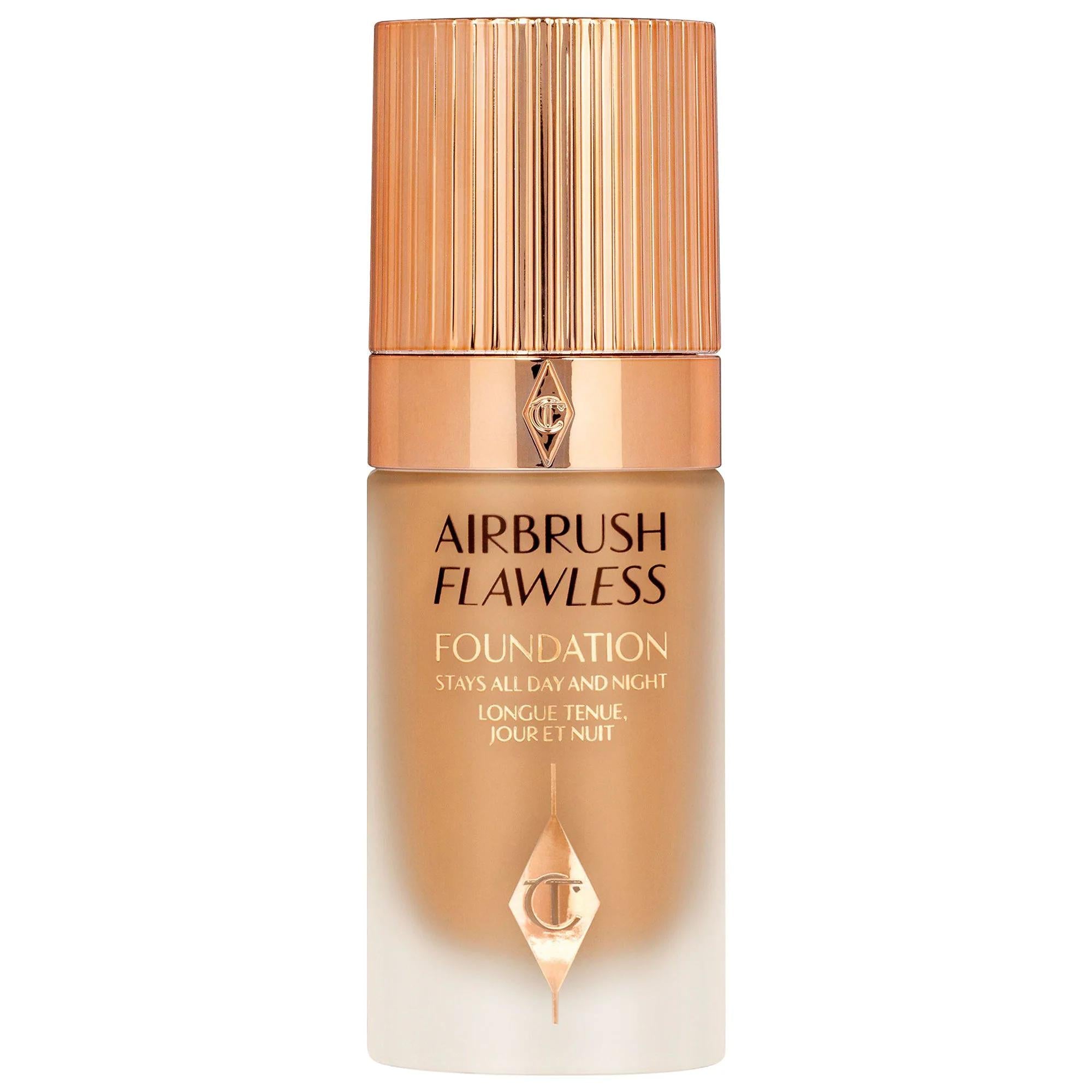 Charlotte Tilbury Airbrush Flawless Longwear Foundation: Full Coverage, Matte Finish, Vegan & Wrinkle Reducing for Flawless Skin