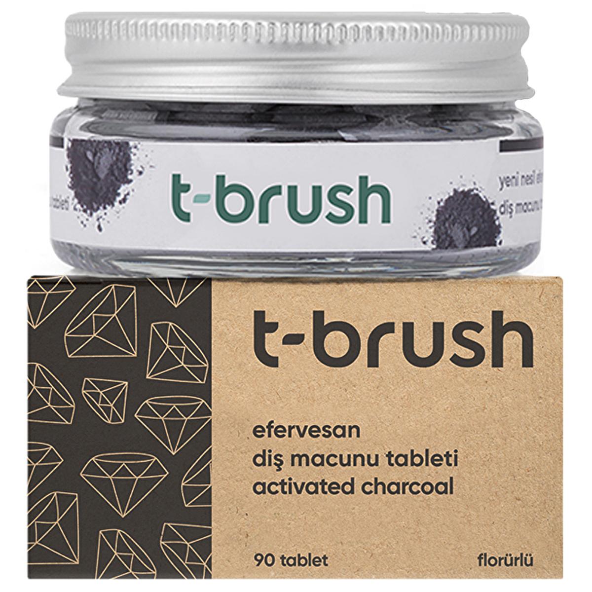 T-Brush Activated Charcoal Toothpaste Tablets - Fluoride, Vegan Formula for Sensitive Gums | 90 Tablets