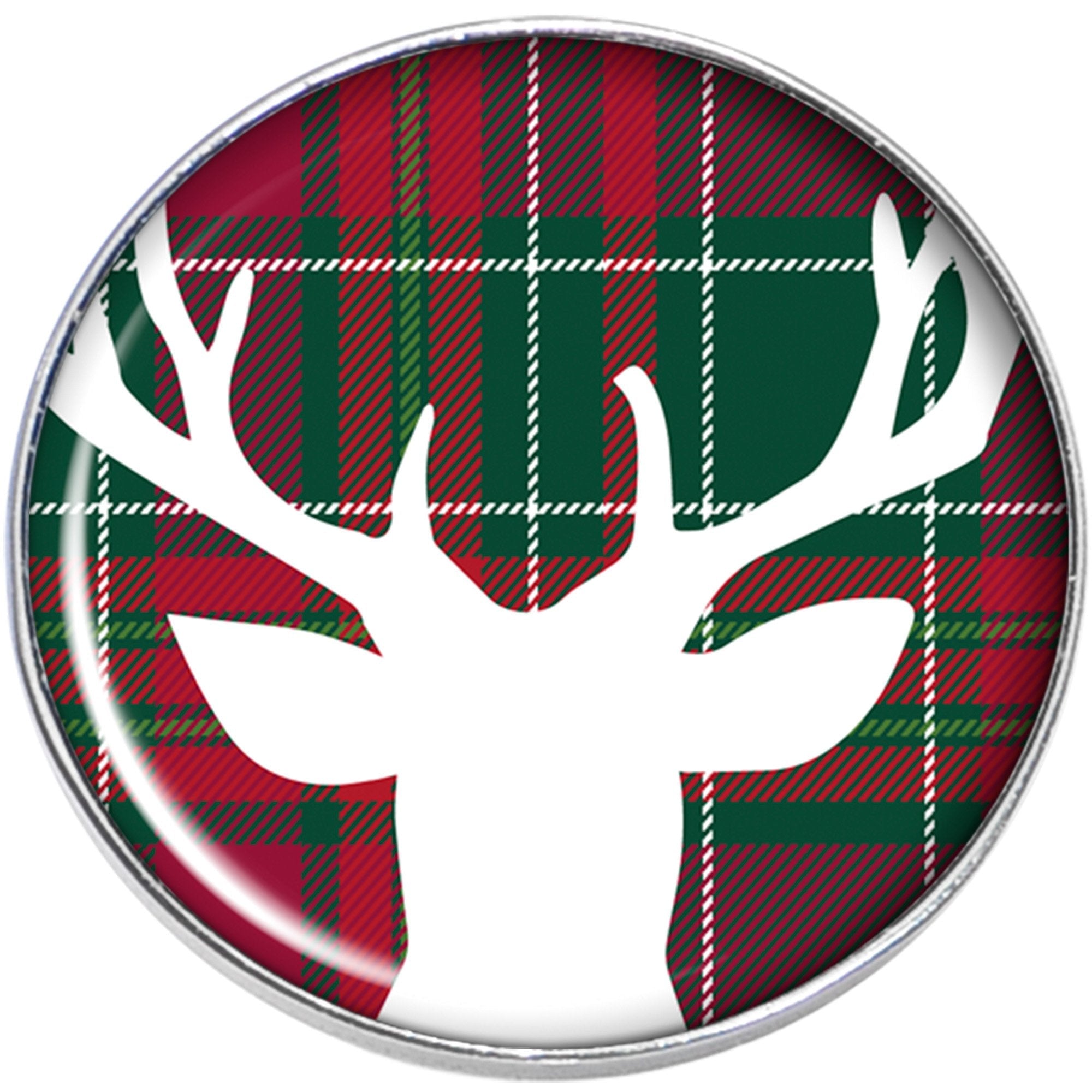 BodyCandy Red Green Plaid Reindeer Stud Earrings — lifestyle context