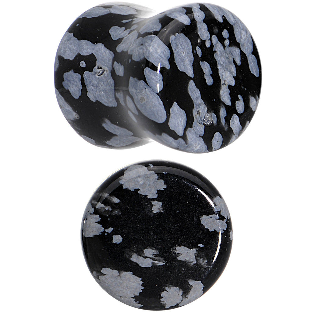 BodyCandy 00G Obsidian Snowflake Natural Stone Saddle Plug Set — main product shot