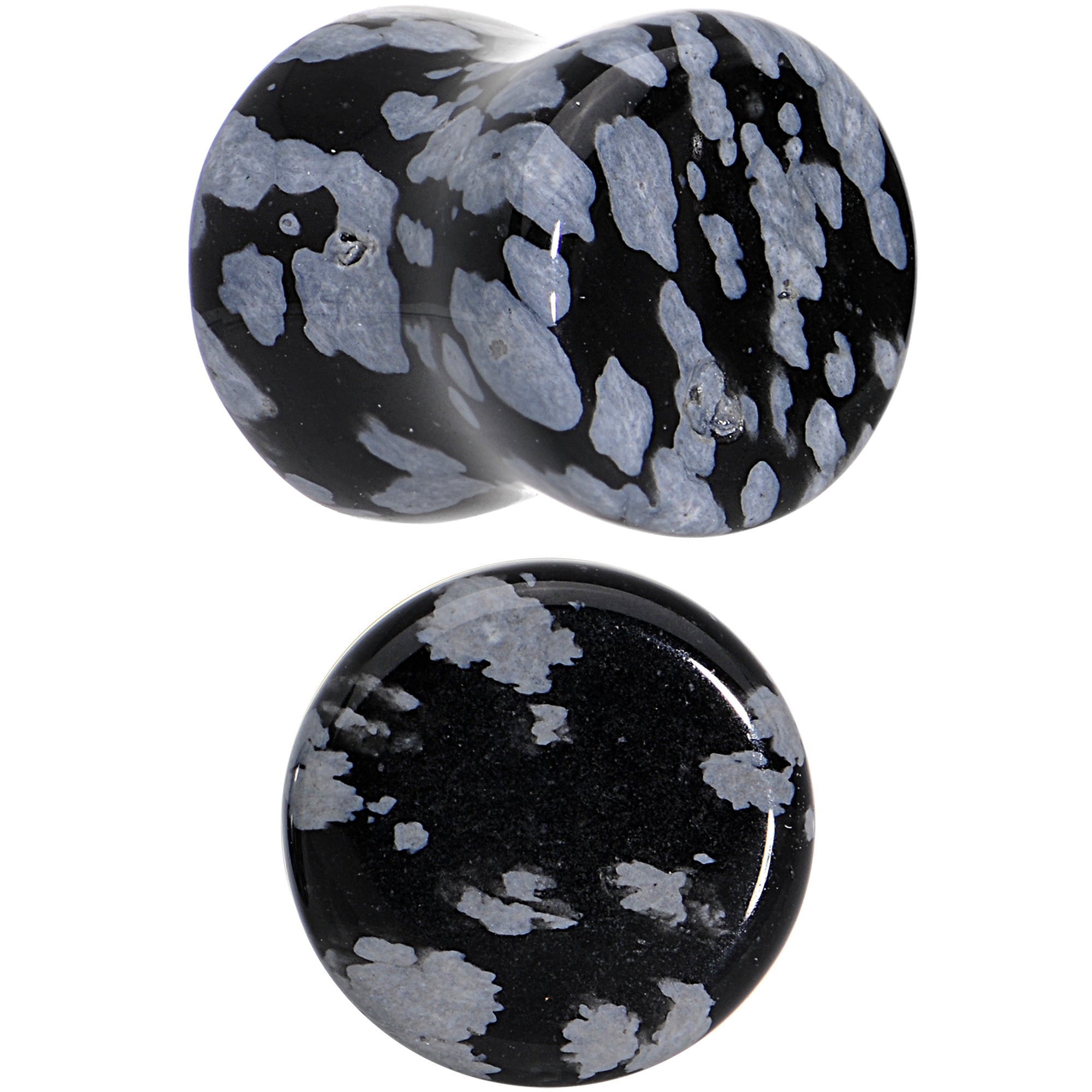BodyCandy 00G Obsidian Snowflake Natural Stone Saddle Plug Set — main product shot