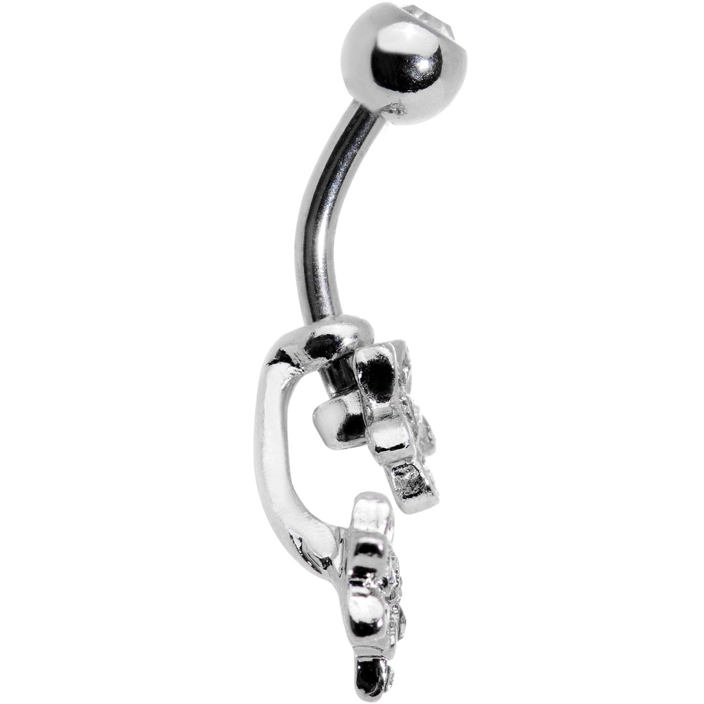 BodyCandy Clear Gem Field of Flowers Dangle Belly Ring — detail and construction