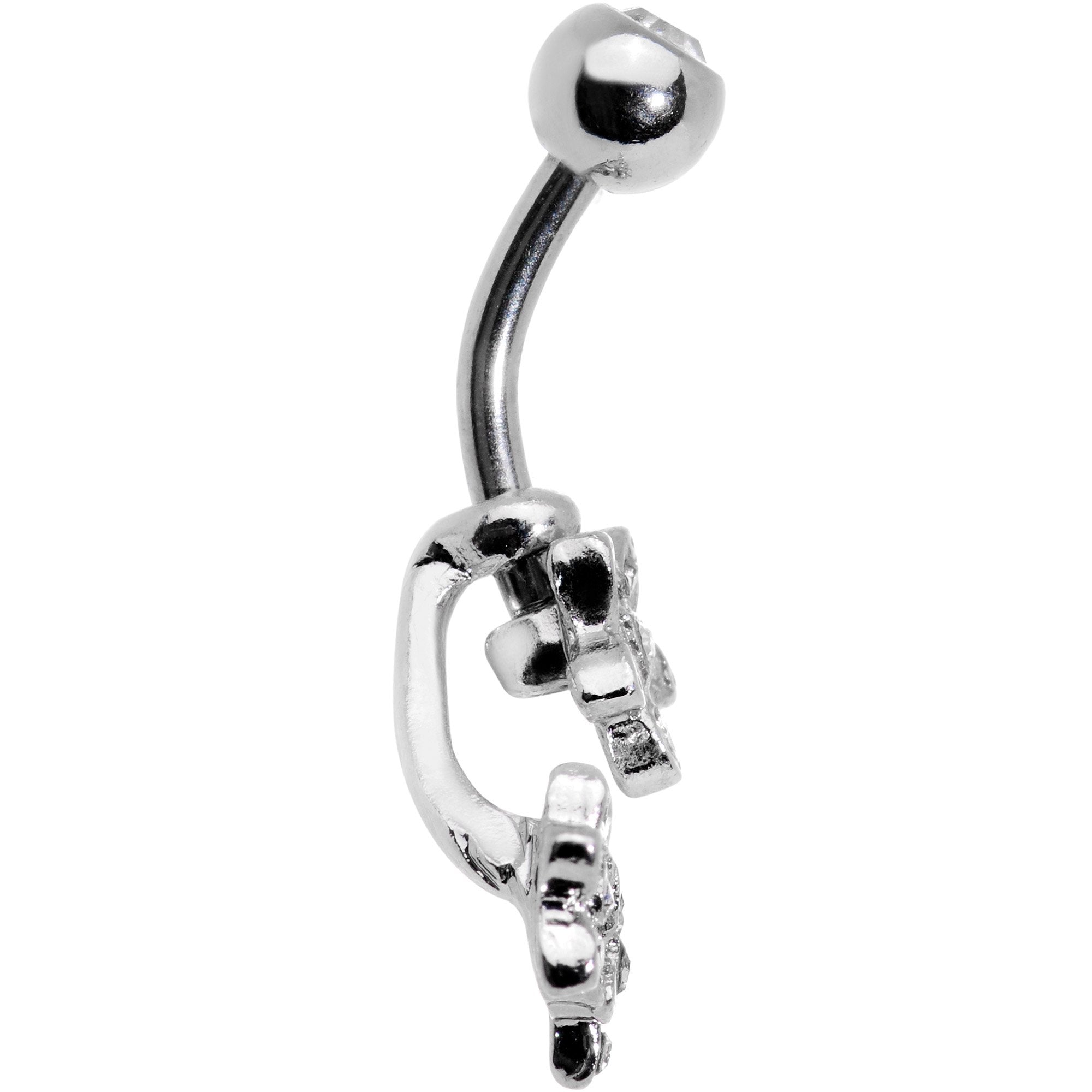 BodyCandy Clear Gem Field of Flowers Dangle Belly Ring — detail and construction