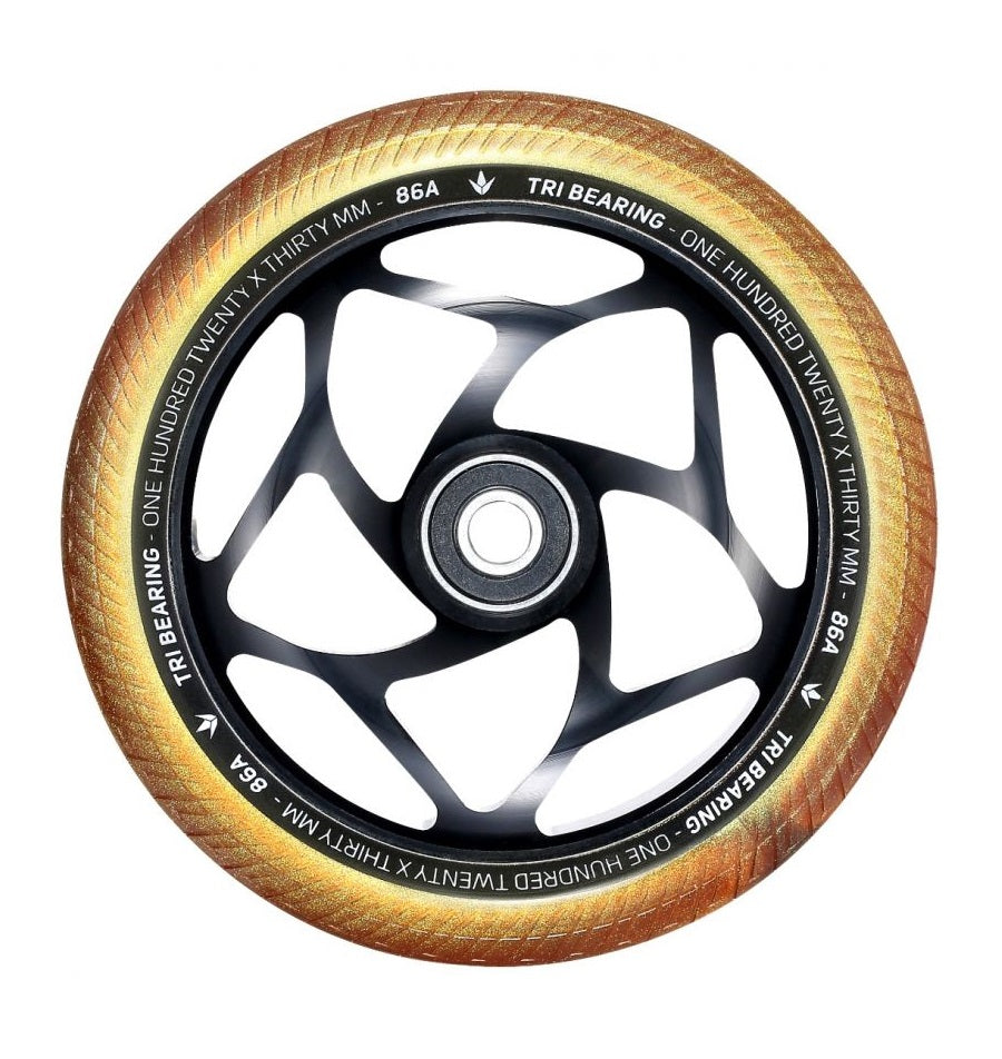 Envy Tri Bearing Scooter Wheels 120mm x 30mm - Black/Gold (Pair) by Skates USA