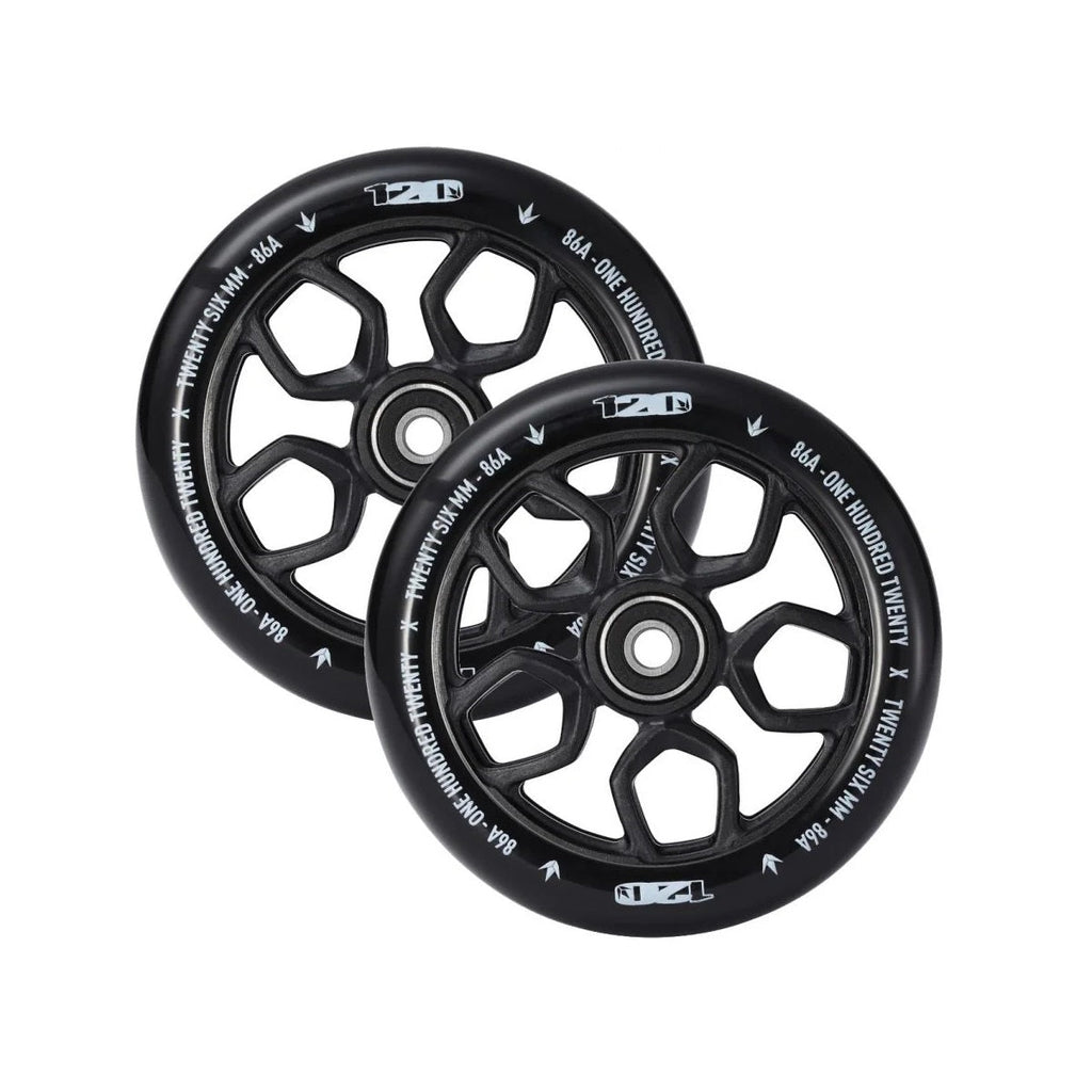 Envy Scooter Wheel Lambo 120mm - Black/Black (Pair), Scooter Wheels, detail view