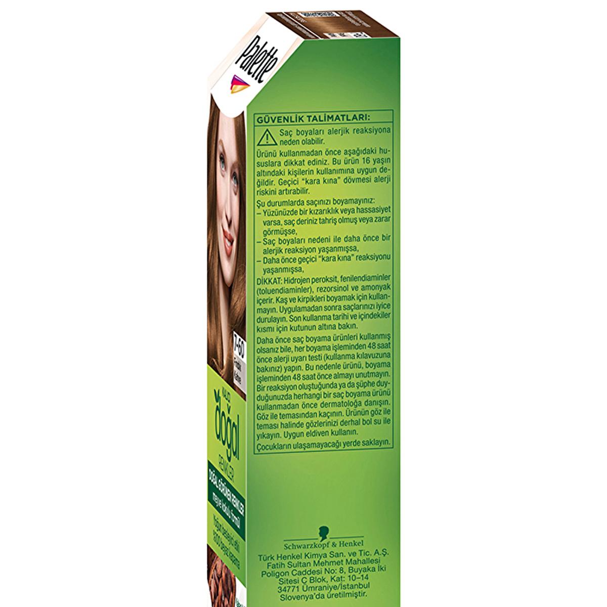 Palette Natural Hair Dye - Long-lasting Color with Natural Ingredients - 7-60 Fındık Kahve