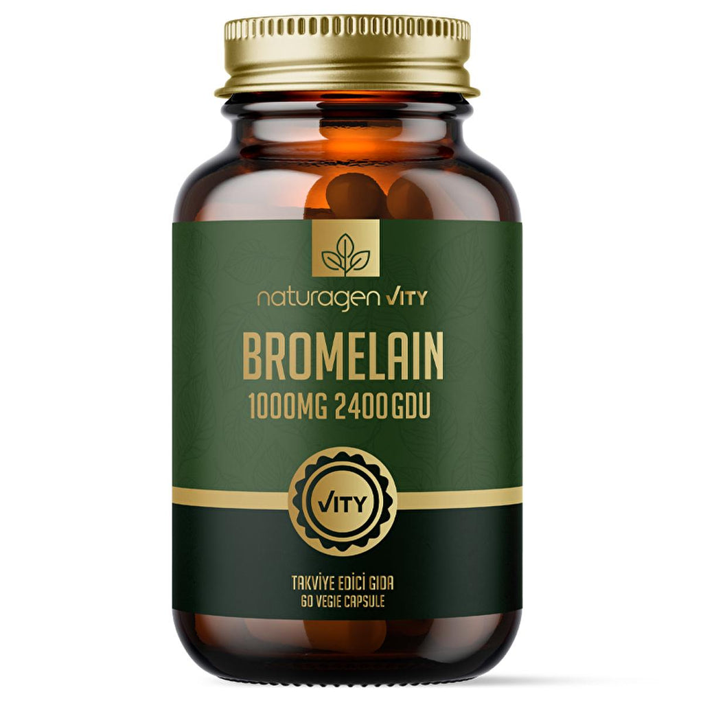 Naturagen Bromelain 1000mg - 2400 GDU, Natural Decongestant & Vegan Digestive Enzymes, Nasal Congestion & Gut Health Support, 60 Capsules