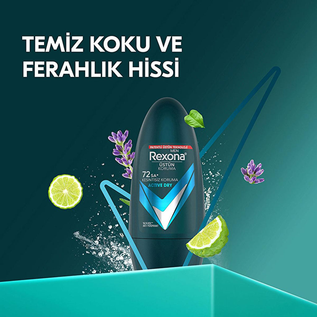 Rexona Active Dry Men's Roll On Deodorant - 72 Hour Continuous Protection | 1.69 fl. oz.