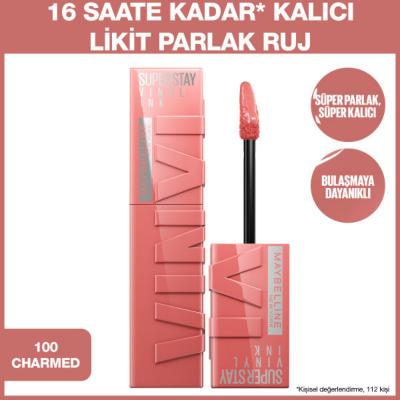 Maybelline New York Super Stay Vinyl Ink Liquid Lipstick - 100 Charmed, Long-Lasting, Non-Sticky Formula