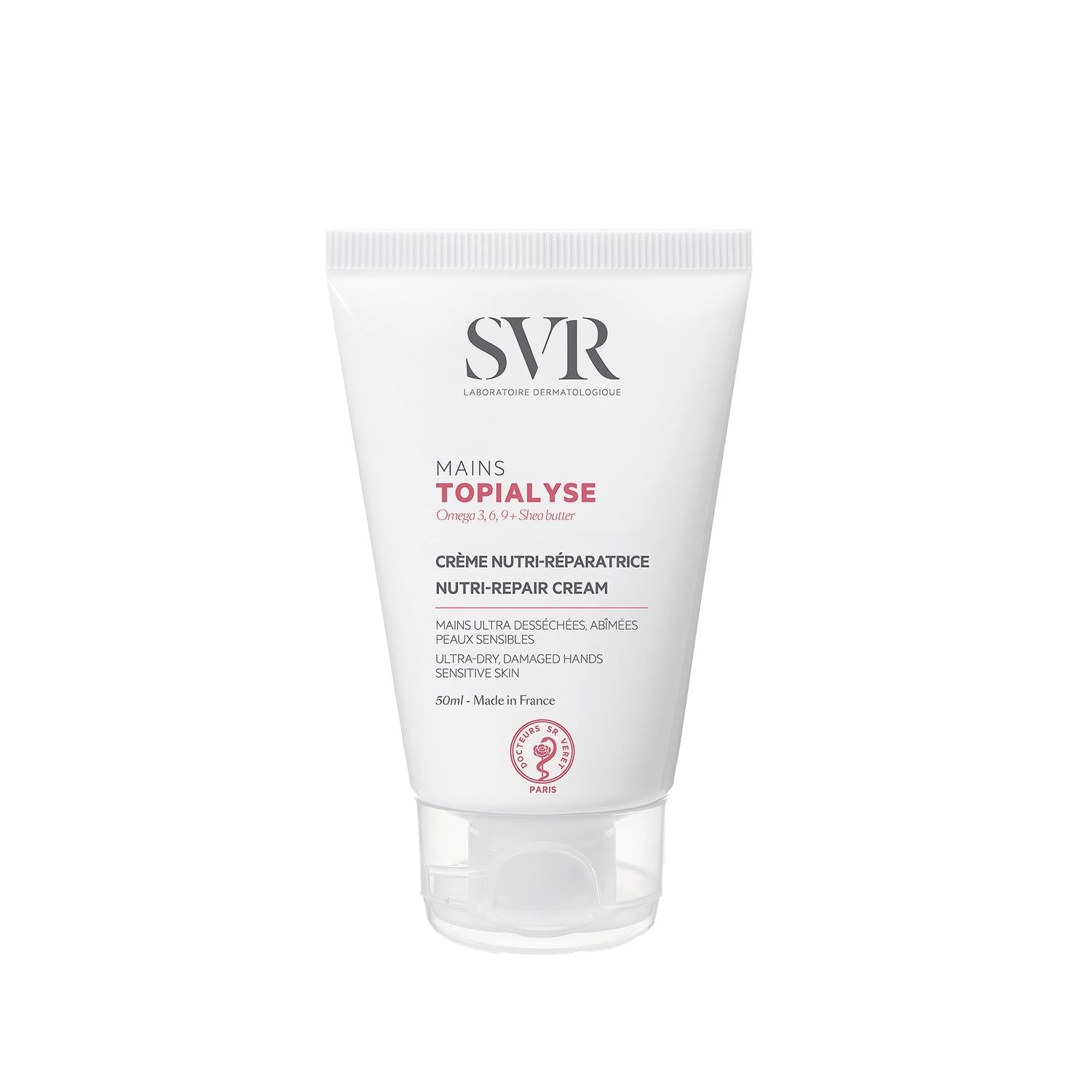 SVR Topialyse Hand Cream 50ml - Moisturizing, Non-Greasy Hand Cream for Dry Skin with Omega 3, 6, 9 & Shea Butter