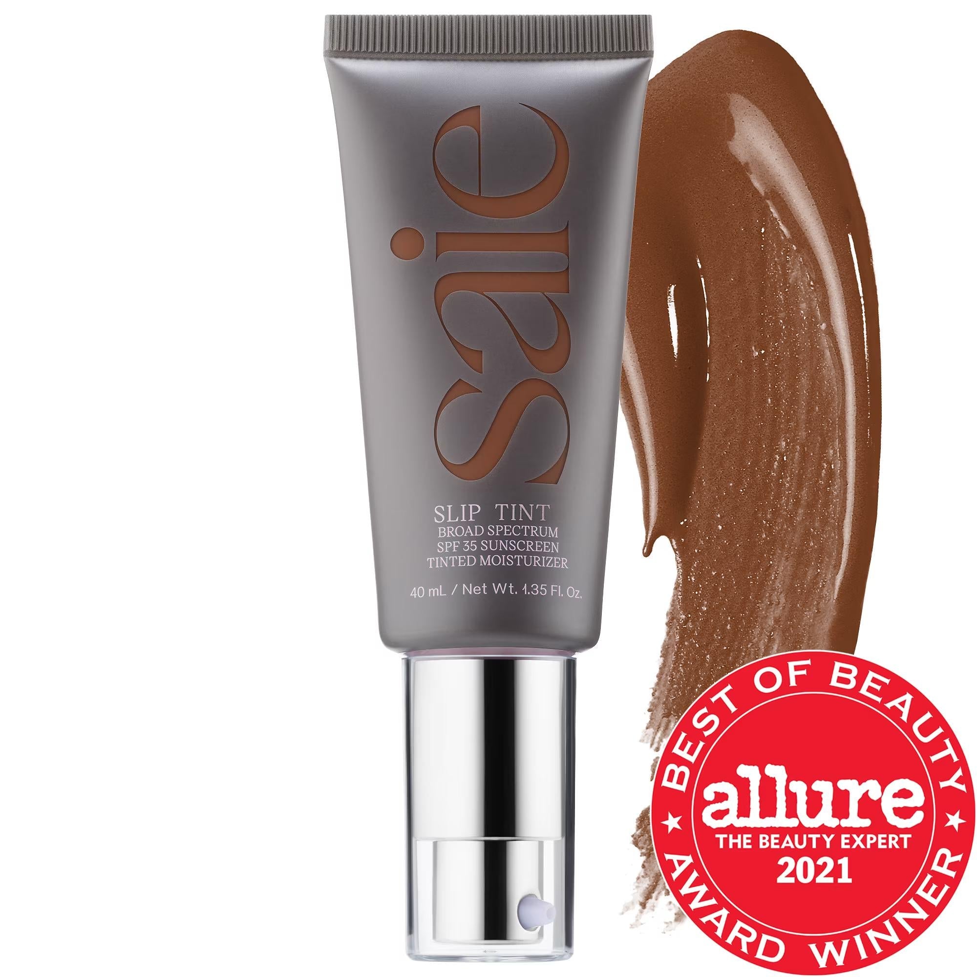 Saie Slip Tint - Lightweight Tinted Moisturizer with Mineral Zinc SPF 35 & Hyaluronic Acid for Radiant, Natural Coverage