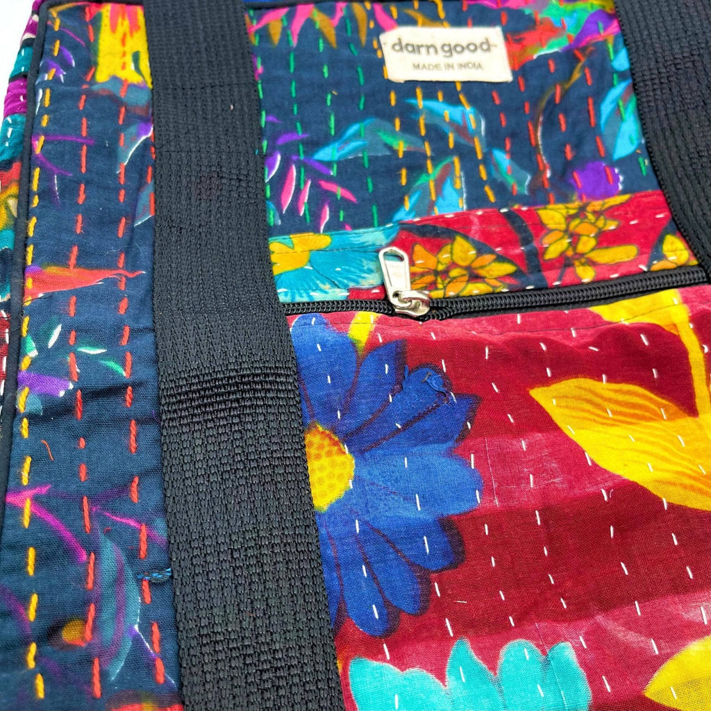 Darn Good Yarn Darn Good Yarn Wanderlust Kantha Stitched Bag — lifestyle worn / used context
