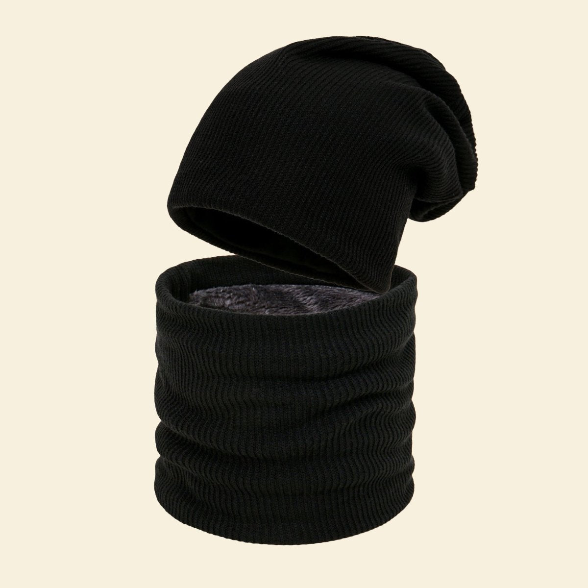 Mariam's Collection Mariam's Collection Warm Knit Beanie with Looped Scarf Set (MAC299) — detail shot 7