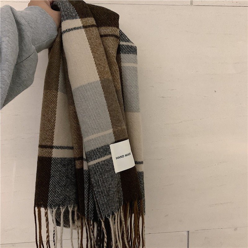 Mariam's Collection Warm Versatile Soft Plaid Scarf with Fringe (MAC333) — detail shot 7