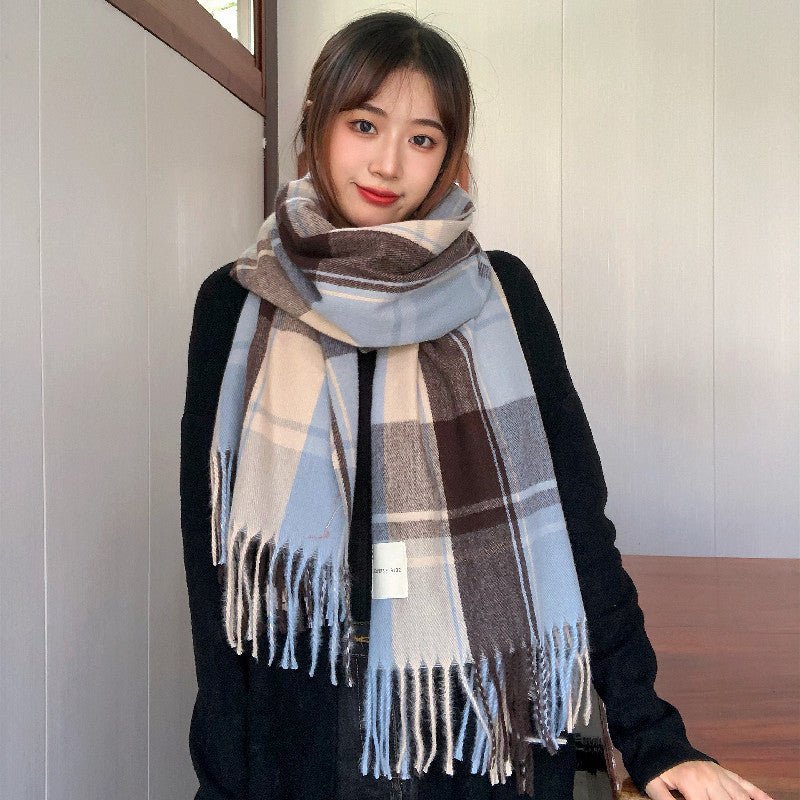 Mariam's Collection Warm Versatile Soft Plaid Scarf with Fringe (MAC333) — main product shot