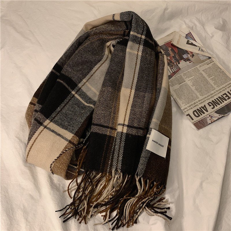 Mariam's Collection Warm Versatile Soft Plaid Scarf with Fringe (MAC333) — detail shot 6