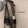 Mariam's Collection Warm Versatile Soft Plaid Scarf with Fringe (MAC333) — detail shot 8