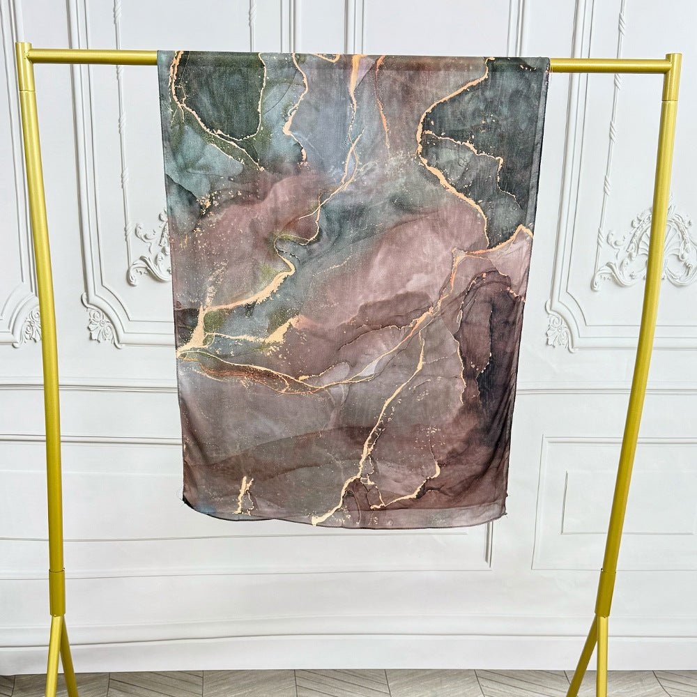 Mariam's Collection Watercolor Artistic Modal Hijab with Painted Floral Motifs (MH144) — fabric or material detail
