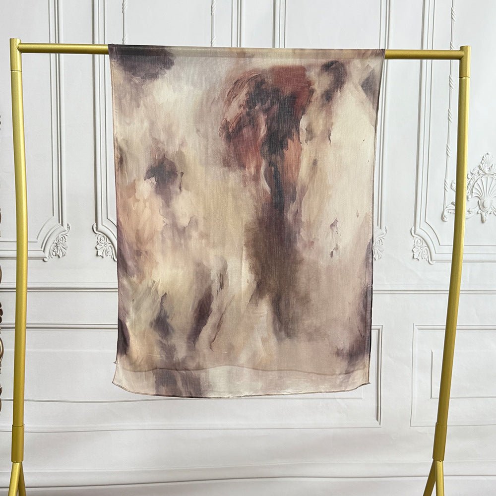 Mariam's Collection Watercolor Artistic Modal Hijab with Painted Floral Motifs (MH144) — fabric or material detail