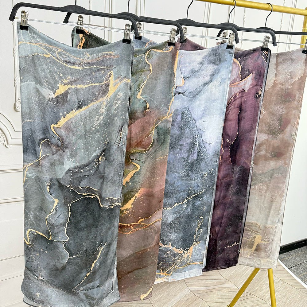 Mariam's Collection Watercolor Artistic Modal Hijab with Painted Floral Motifs (MH144) — lifestyle worn / used context