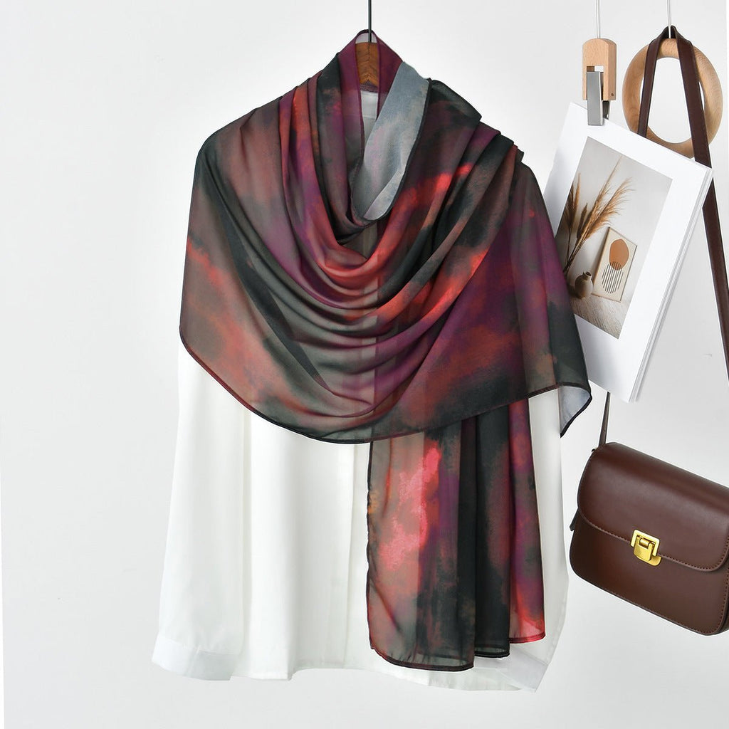 Mariam's Collection Mariam's Collection Watercolor Artistry Ethereal Print Hijab (MH176) — detail shot 6