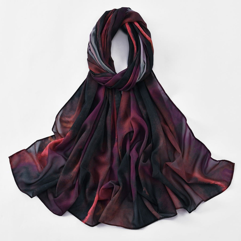 Mariam's Collection Mariam's Collection Watercolor Artistry Ethereal Print Hijab (MH176) — detail shot 7