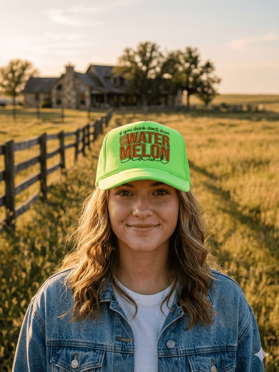 Wild Junkie Watermelon Crawl Trucker Hat — lifestyle context