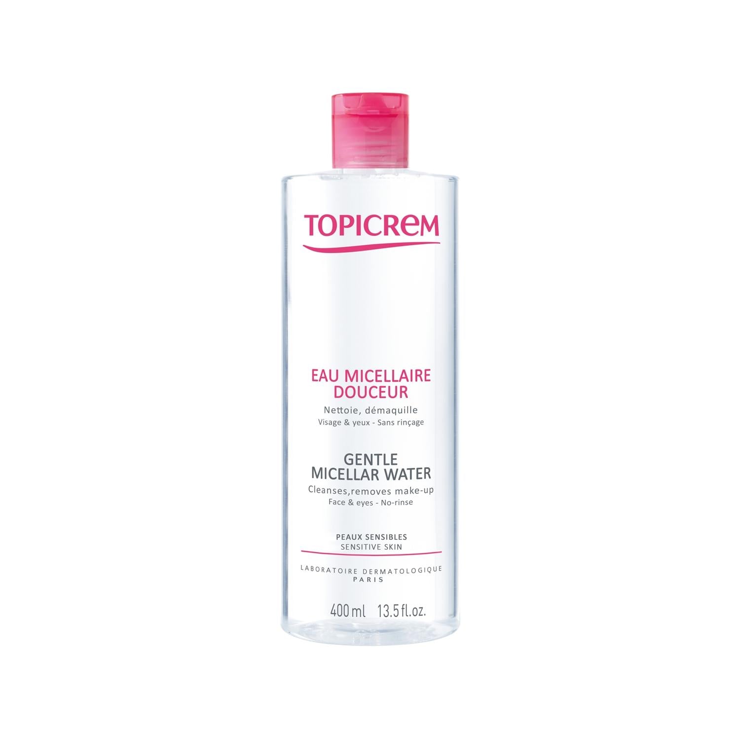 Topicrem Gentle Micellar Water for Face and Eyes - 400ml, Paraben-Free Makeup Remover for Sensitive Skin