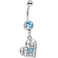 BodyCandy Blue Faux Opal Aqua Gem Sea Heart Dangle Belly Ring — main product shot