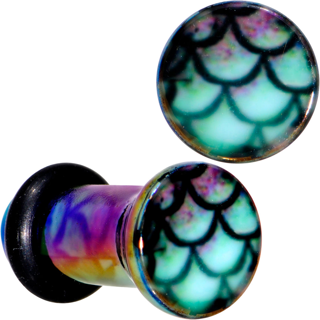 BodyCandy Rainbow Acrylic Magical Mermaid Single Flare Plug Set 4mm to 12mm — side view