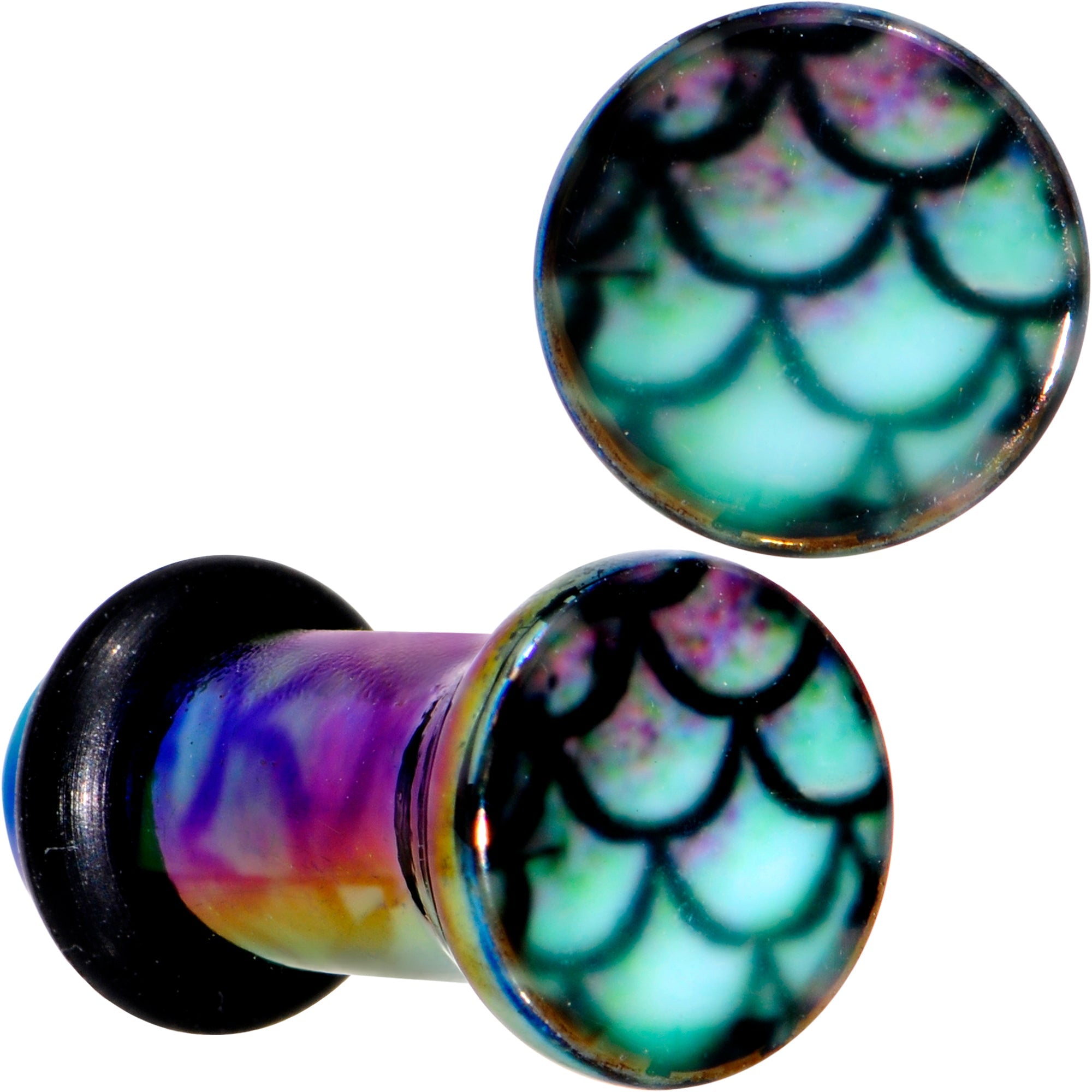 BodyCandy Rainbow Acrylic Magical Mermaid Single Flare Plug Set 4mm to 12mm — side view