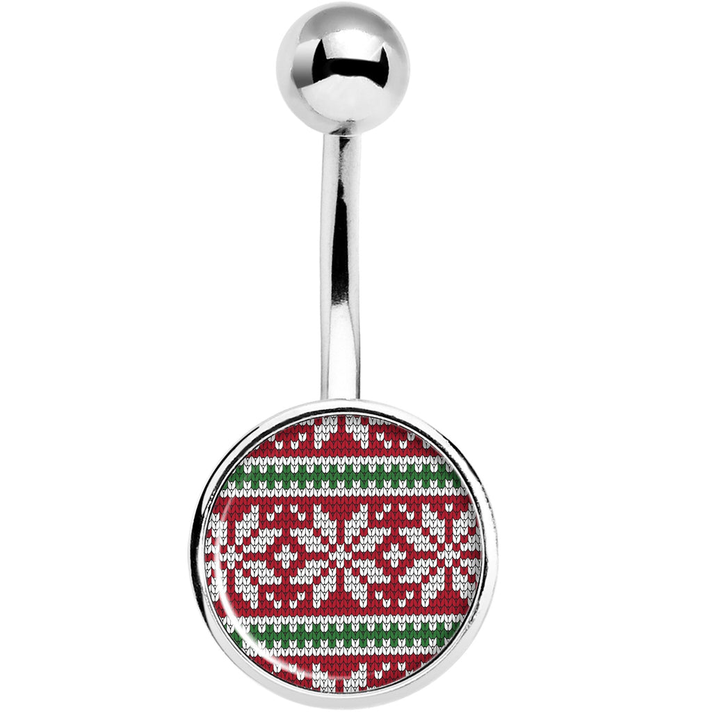 BodyCandy Red Green Christmas Sweater Belly Ring — detail and construction