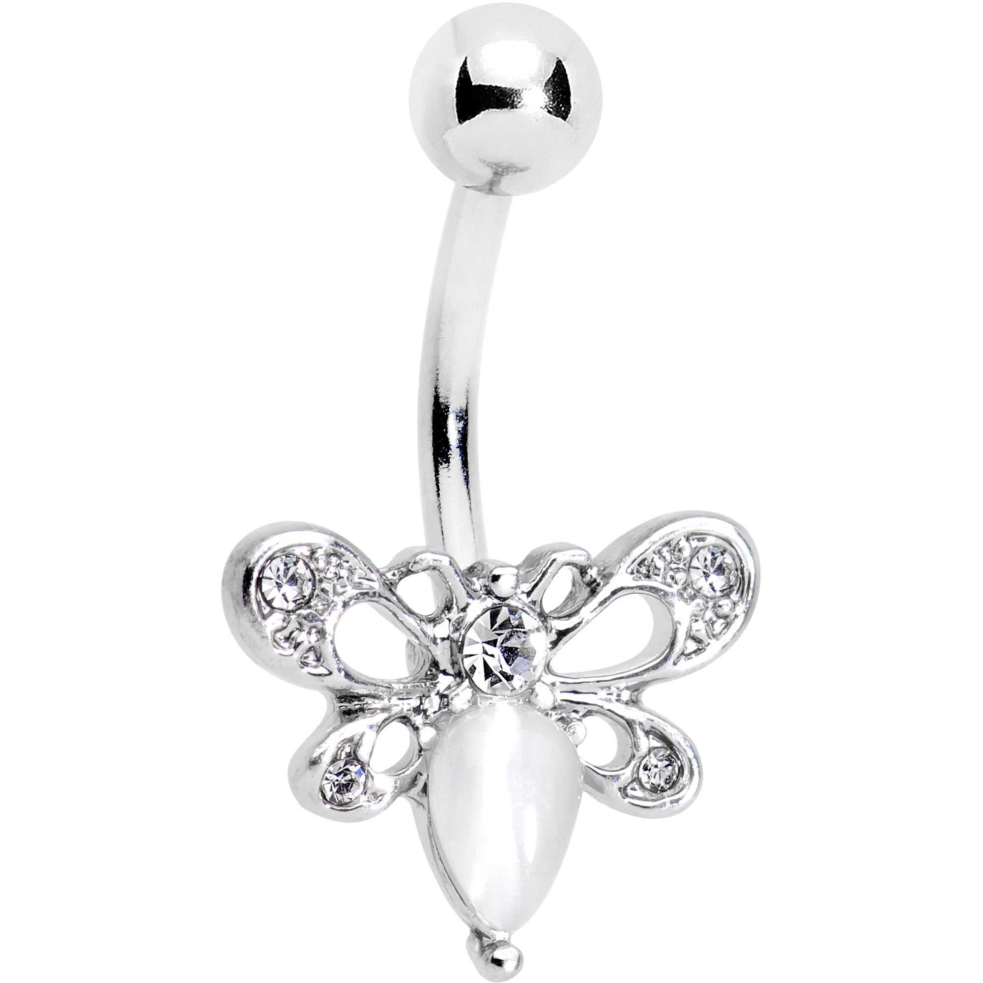 BodyCandy White Gem Honey Butterfly Belly Ring — main product shot