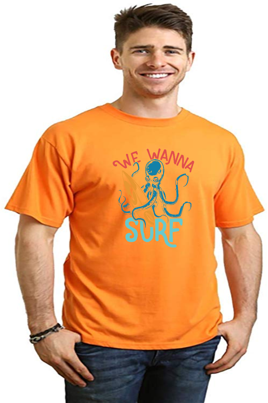 Spun Bamboo We Wanna Surf Men's Bamboo Viscose/Organic Cotton Short Sleeve Graphic T-Shirt — feature highlight