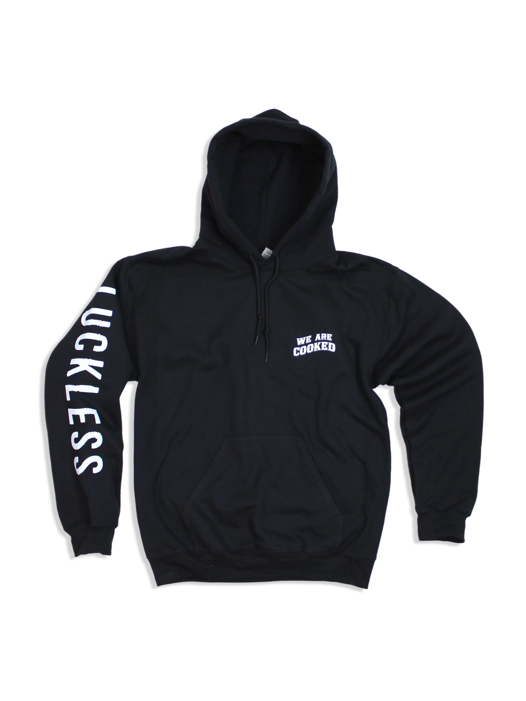 Luckless Outfitters We Are Cooked Hoodie — detail close-up