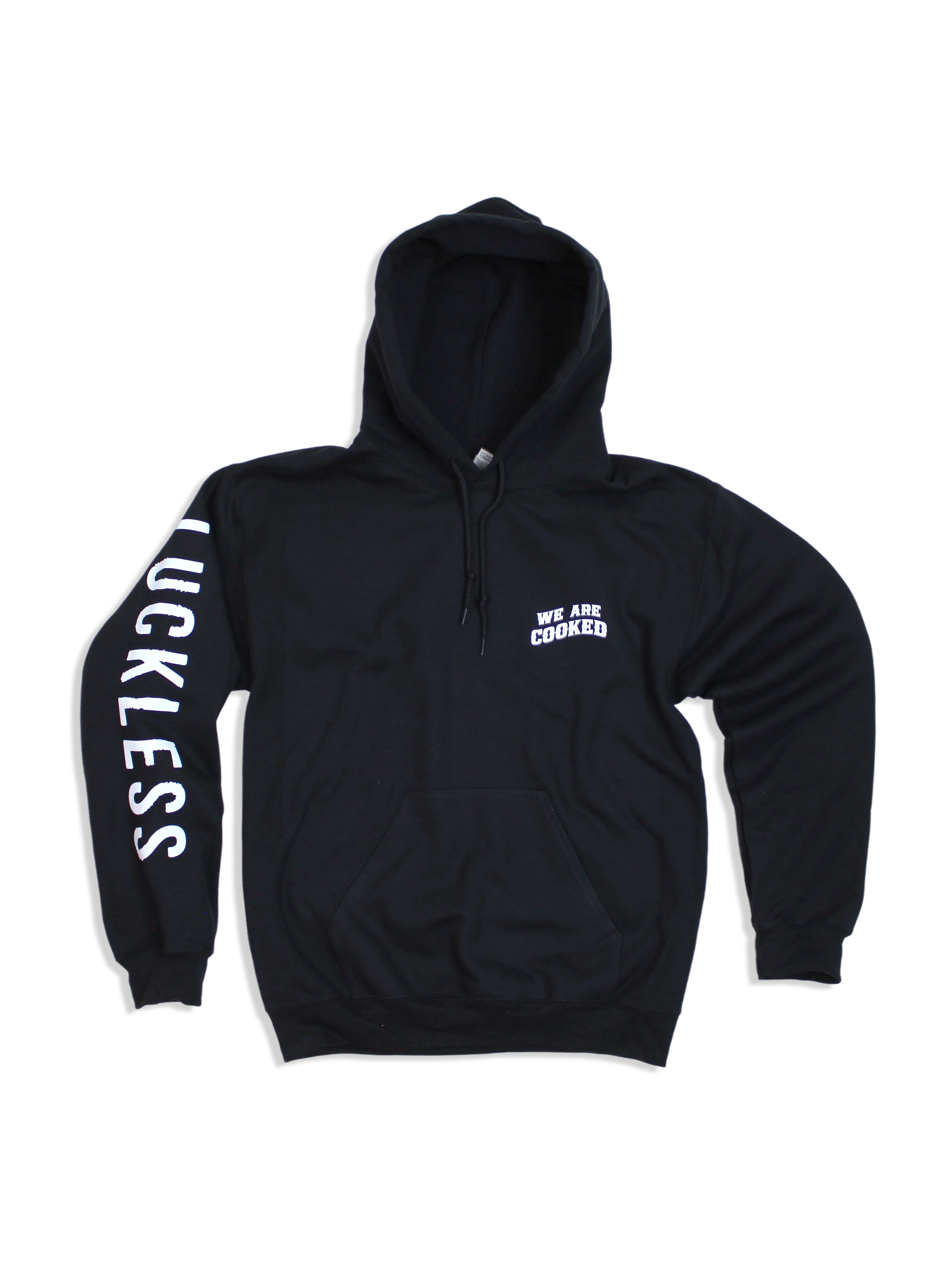 Luckless Outfitters We Are Cooked Hoodie — detail close-up