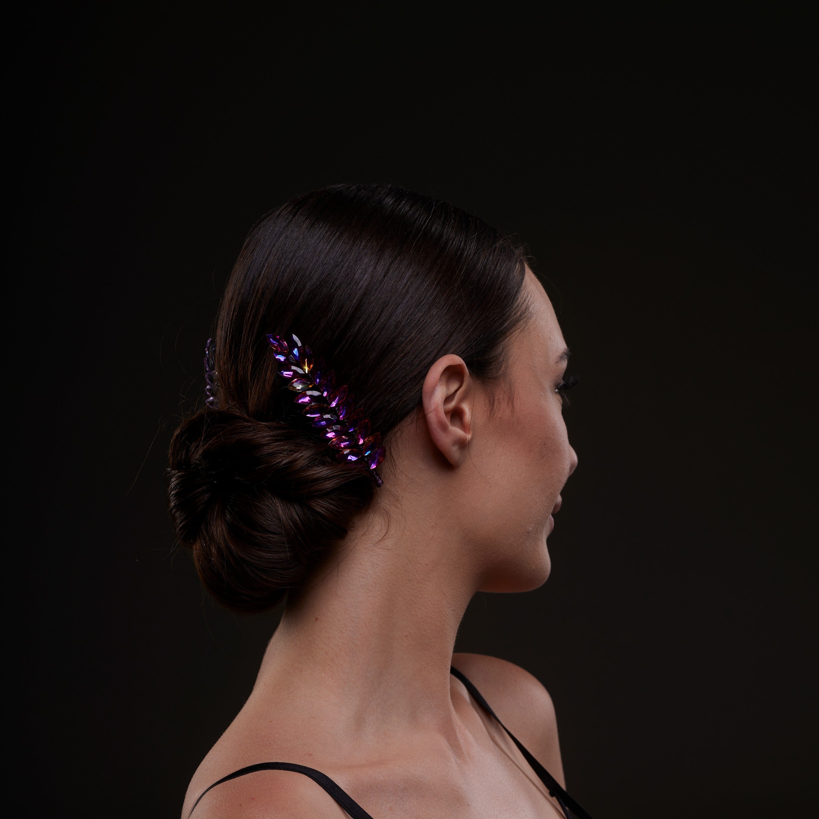 Iridescent Purple Crystal 2-Piece Hair Comb Set – Bridal Port, view 2