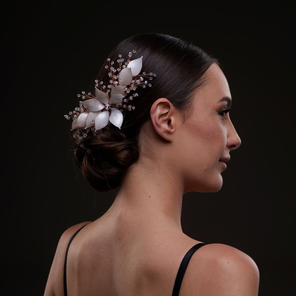 Handcrafted Rose Gold Bridal Hair Comb with Crystal Beads and Silver-Plated Wire - Elegant Wedding Hair Accessories for Bride