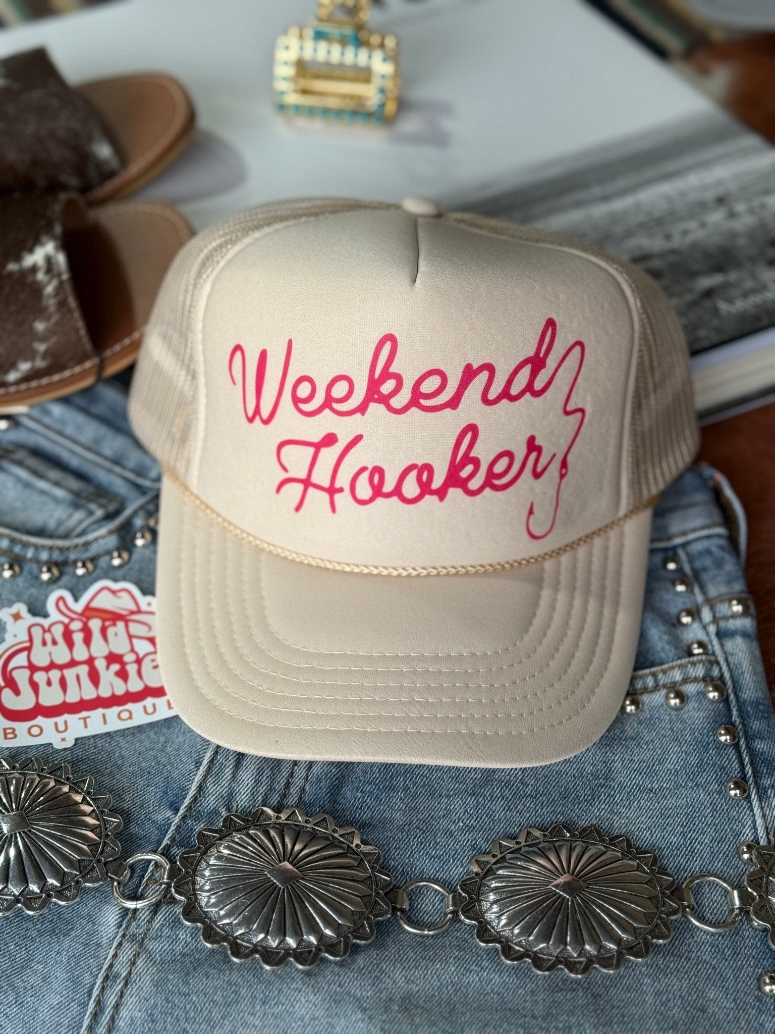 Wild Junkie Weekend Hooker Trucker Hat — main product shot