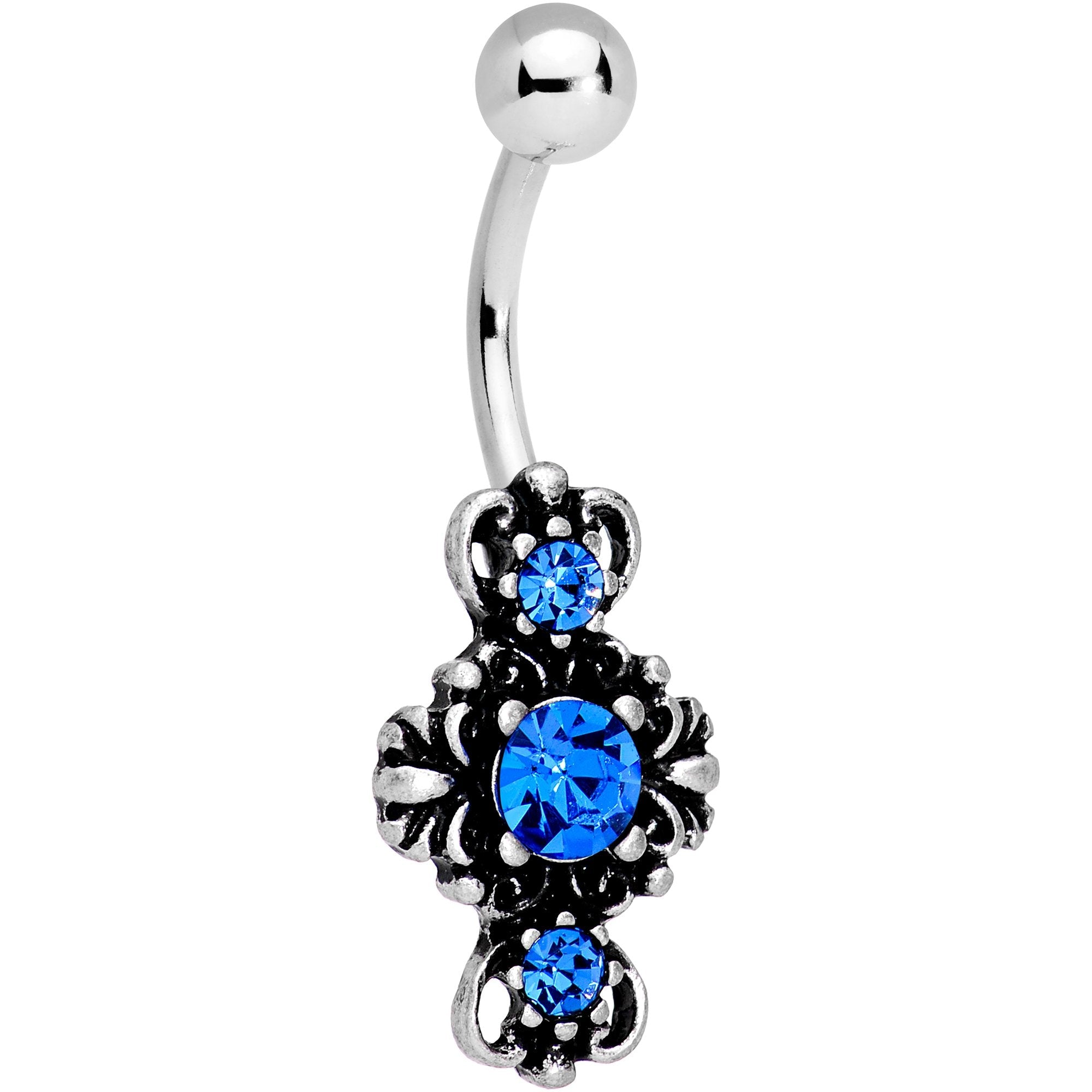 BodyCandy Blue Gem Victorian Frame Belly Ring — main product shot