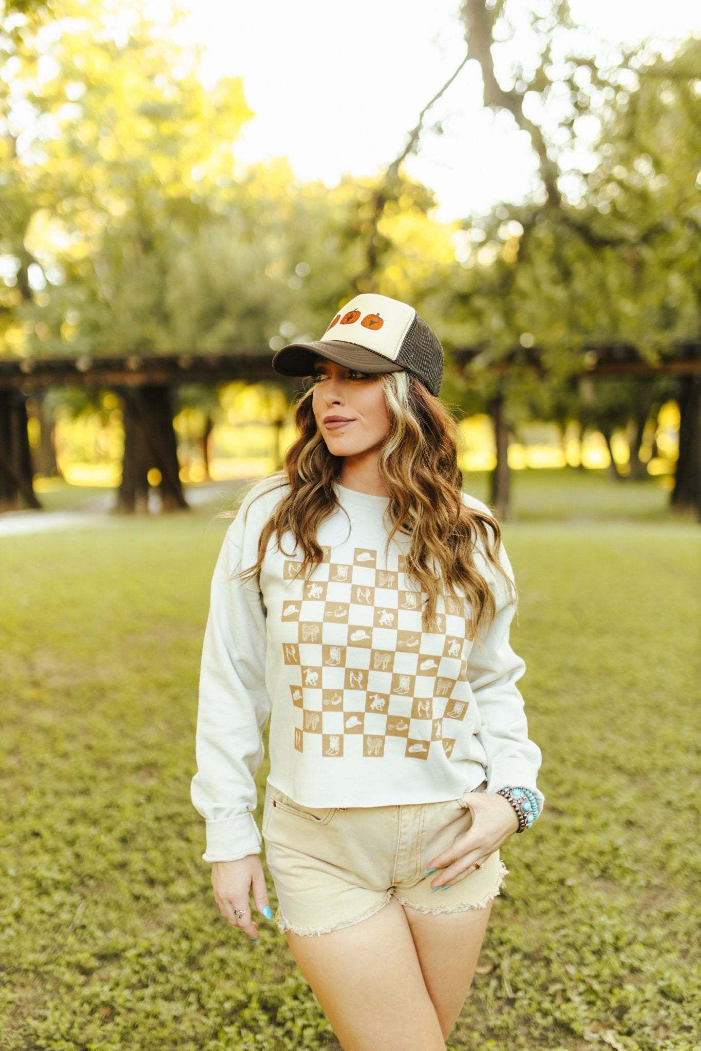 Wild Junkie Western Checkers Raw Crop Graphic — main product shot