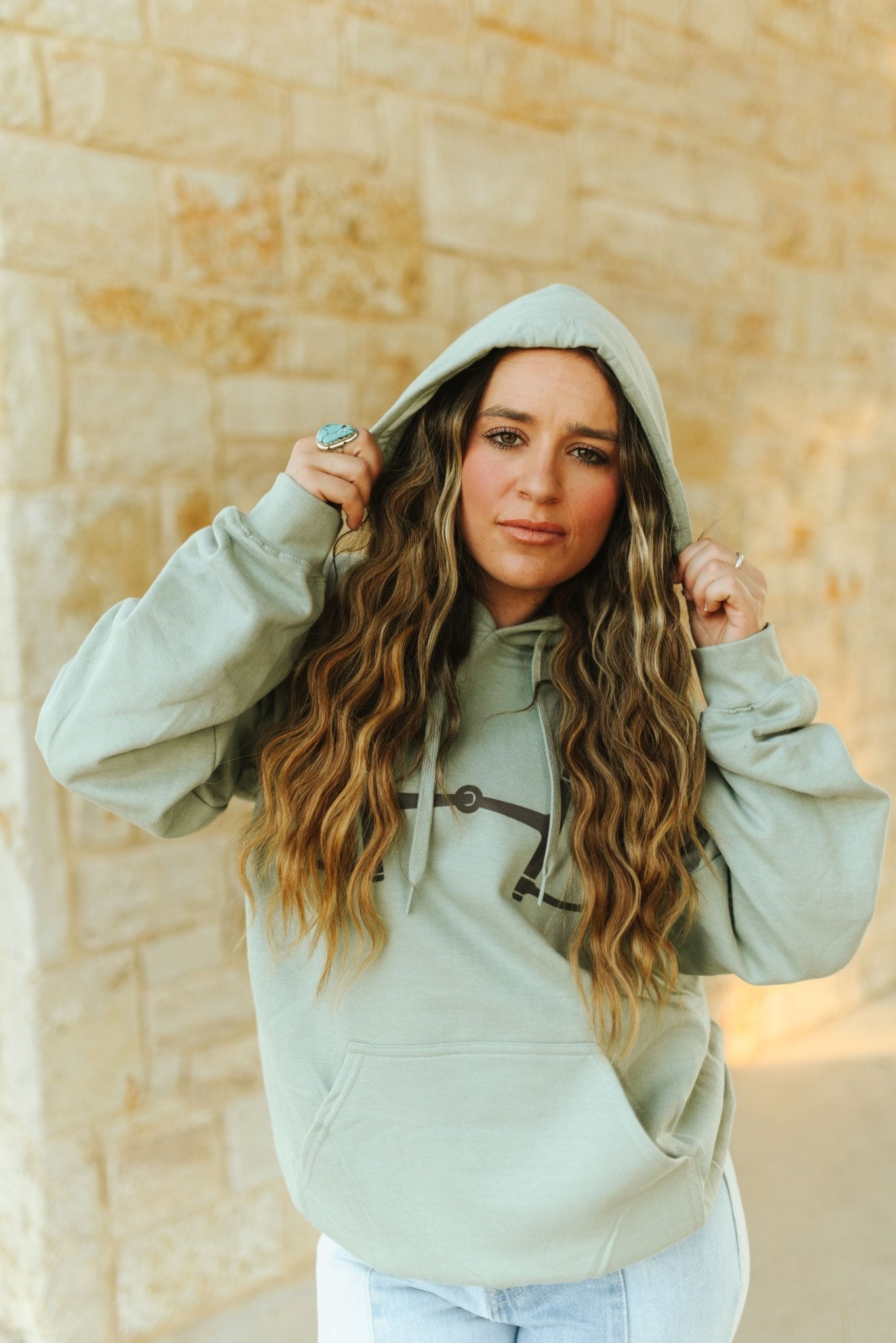 Wild Junkie Western Horse Bit Graphic Hoodie — construction detail
