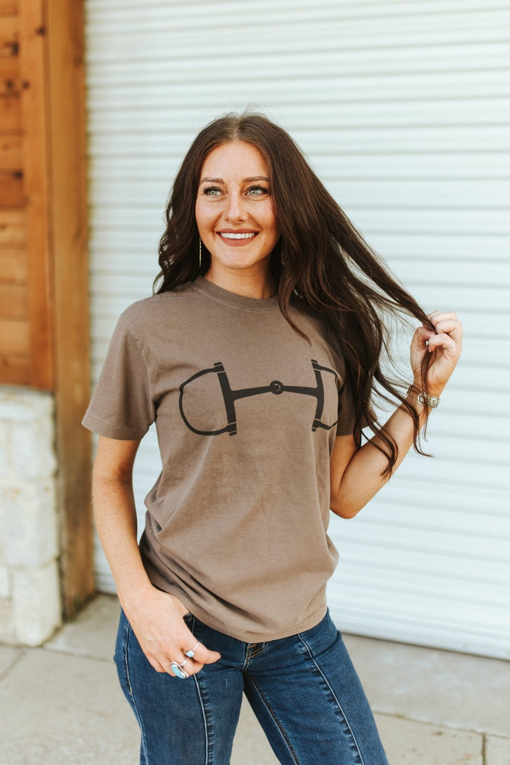 Wild Junkie Western Horse Bit Graphic Tee — construction detail