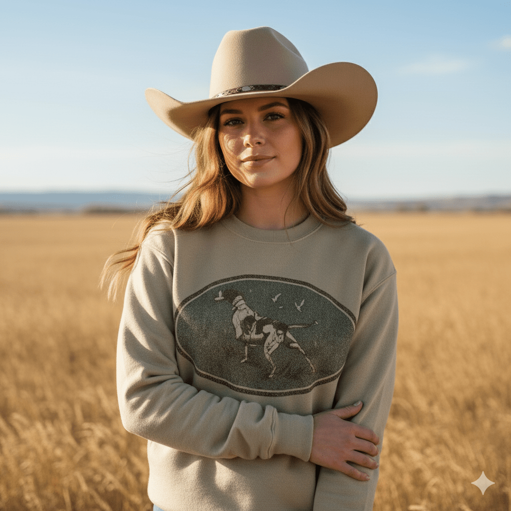 Wild Junkie Western Hunt Dog Graphic Sweatshirt — construction detail