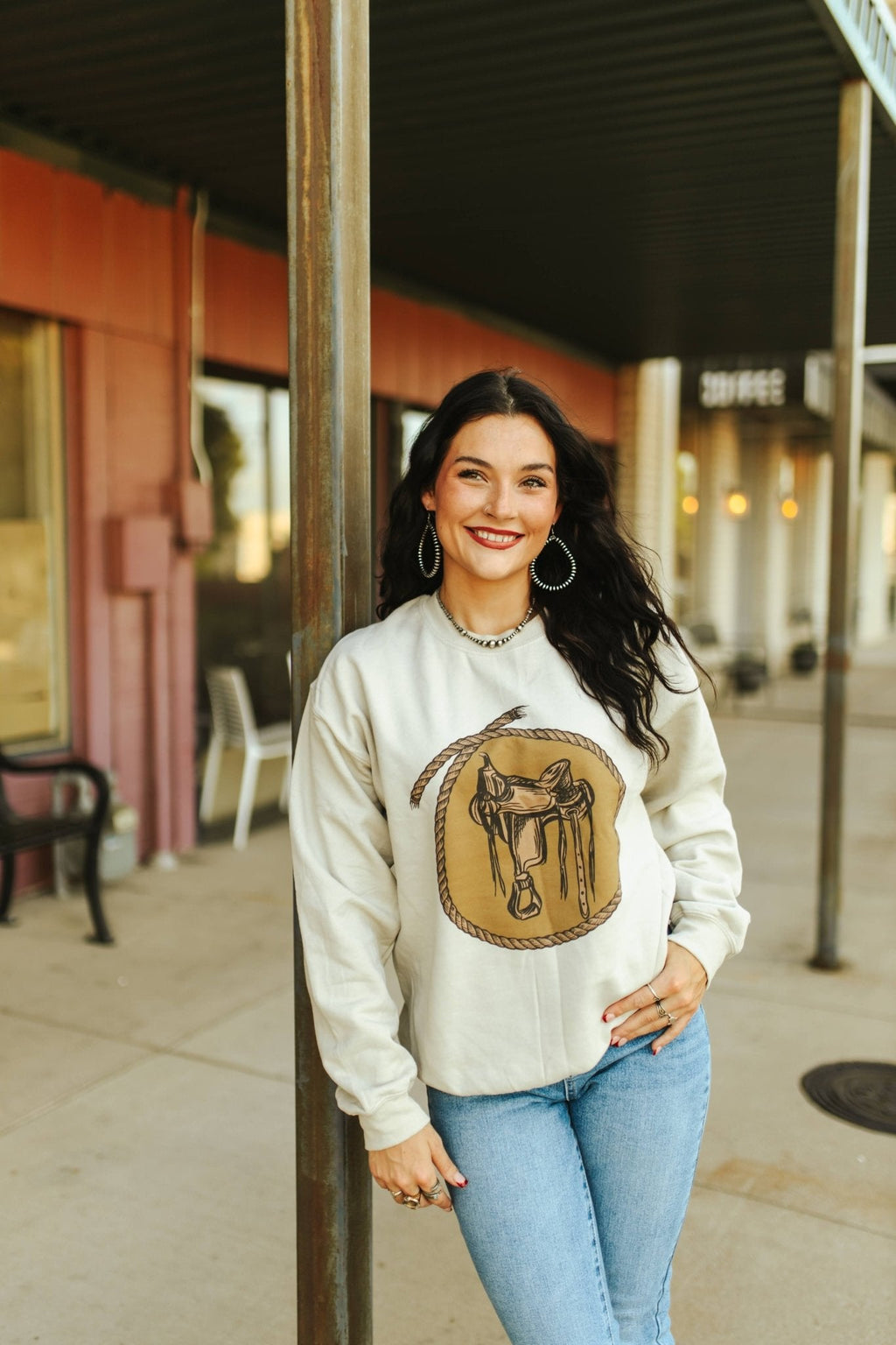 Wild Junkie Western Saddle Graphic Sweatshirt — lifestyle context