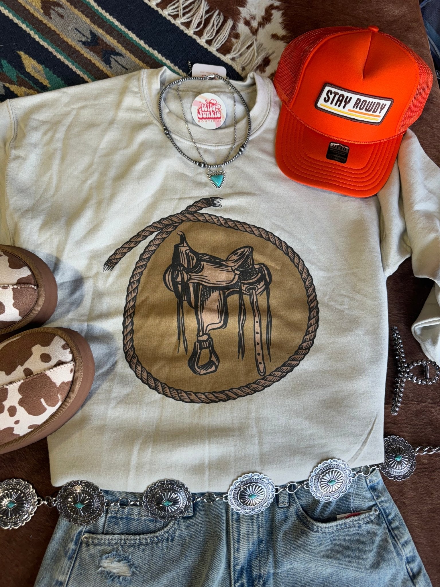 Wild Junkie Western Saddle Graphic Sweatshirt — main product shot