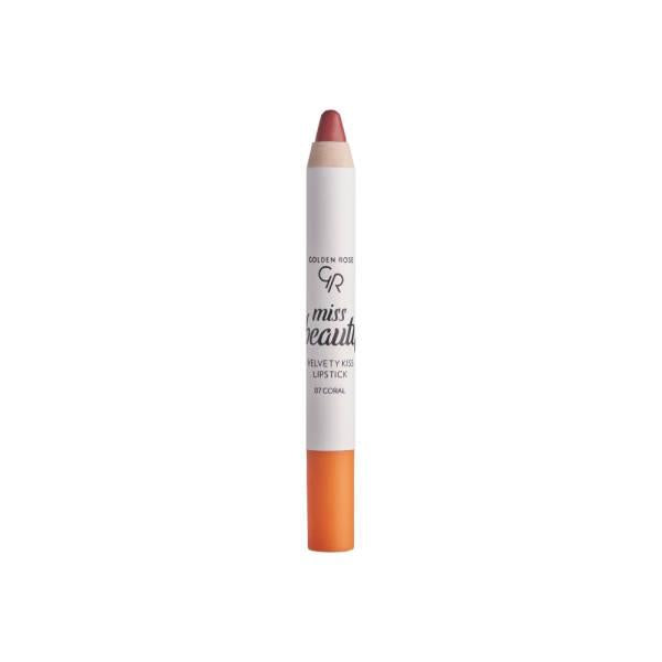 Golden Rose Miss Beauty Velvety Kiss Lipstick - 07 Coral: Intense Color, Long Lasting, Non-Drying Matte Lip Color