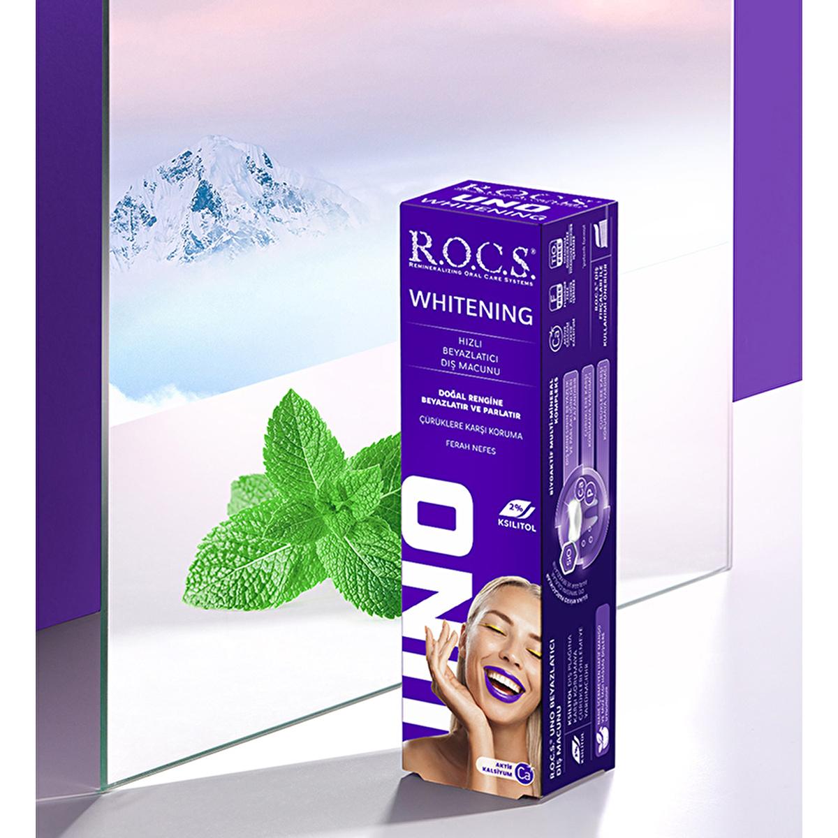 Rocs Uno Whitening Toothpaste with Calcium & Xylitol - 74g