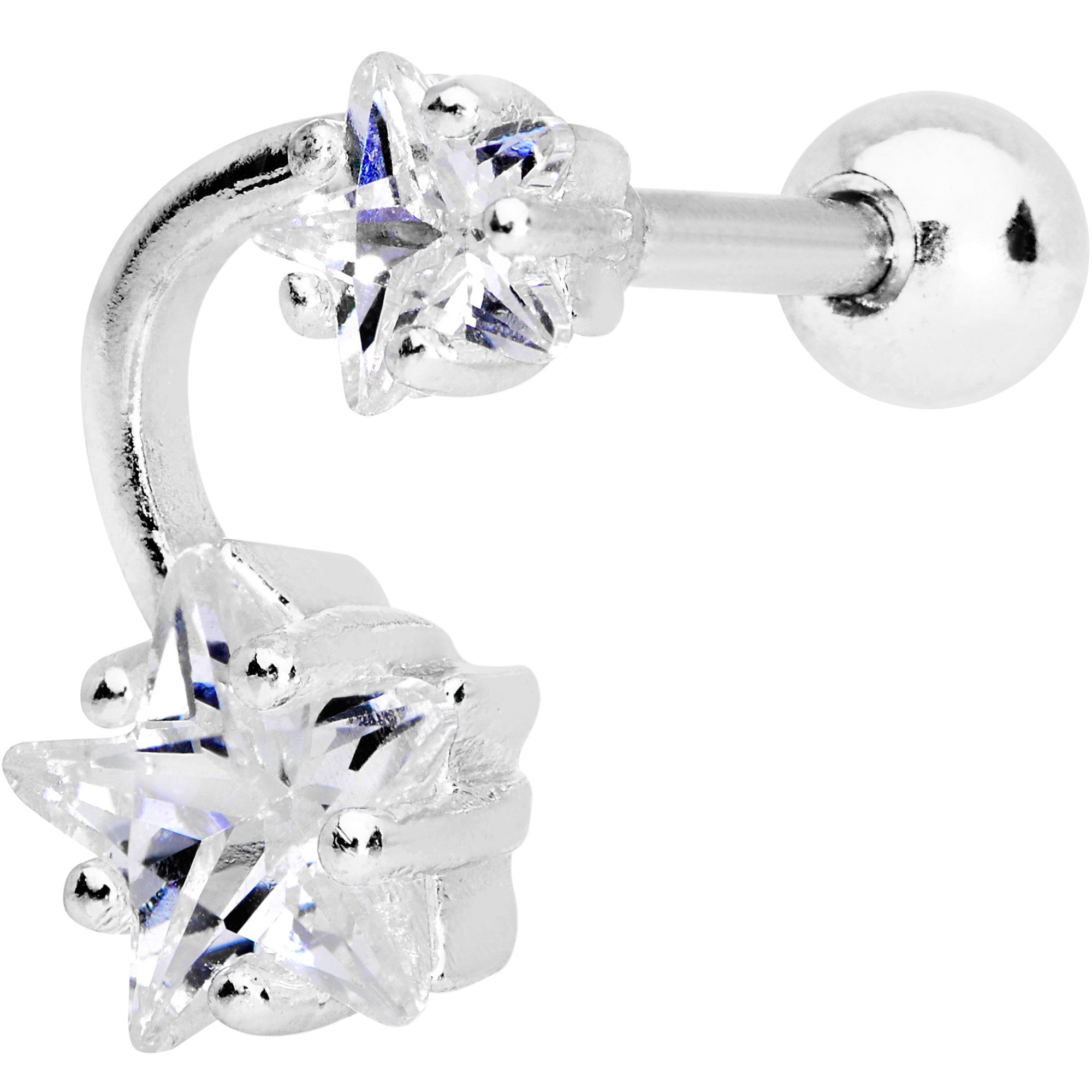 BodyCandy 1/4 Clear CZ Gem Star System Cartilage Tragus Earring — main product shot